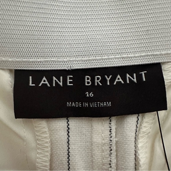 NEW Lane Bryant Wide Leg Linen Blend Trouser Pants Women's 16 Cream Stripes - Picture 5 of 10